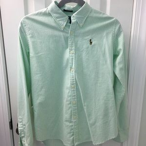 Ralph Lauren green button up. Slim fit. Size 8.